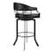Armen Living Pharaoh Swivel 26" Black Powder Coated and Black Faux Leather Metal Bar Stool 721535743315 - alternate 4